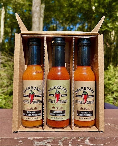 Salty Pete's Hot Sauce Trio with Chili de Arbol, Original and Habanero Pepper Sauces